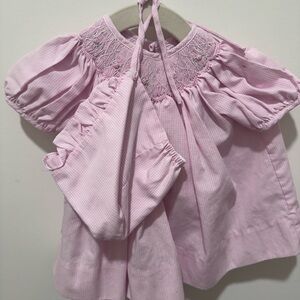 Petit Ami Light Pink Smocked set